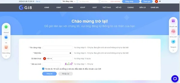 Đăng nhập vào tài khoản Gi8 của bạn