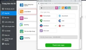 Nạp tiền qua ngân hàng nội địa hoặc tiền mặt