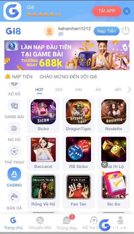 Casino Gi8 với những trò chơi đa dạng và hấp dẫn