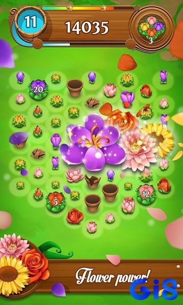 Game Blossom Blast Saga đa dạng nhiều loại hoa với đầy đủ màu sắc